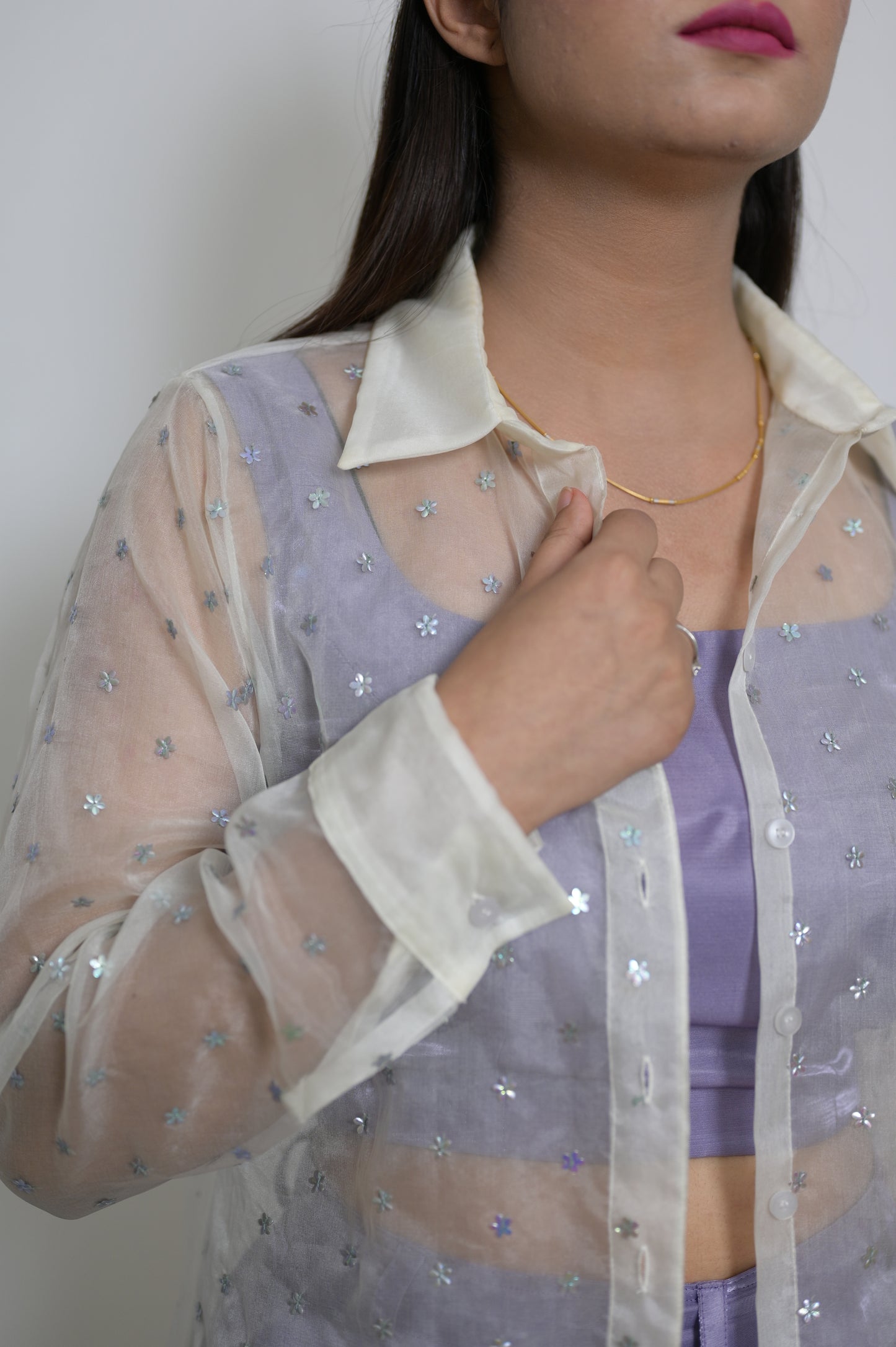 Organza Embroidered Shirt